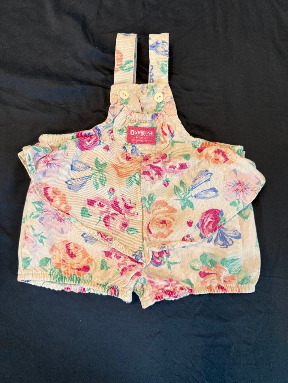 6-9 Vintage OshKosh Floral Bubble Shortall Romper